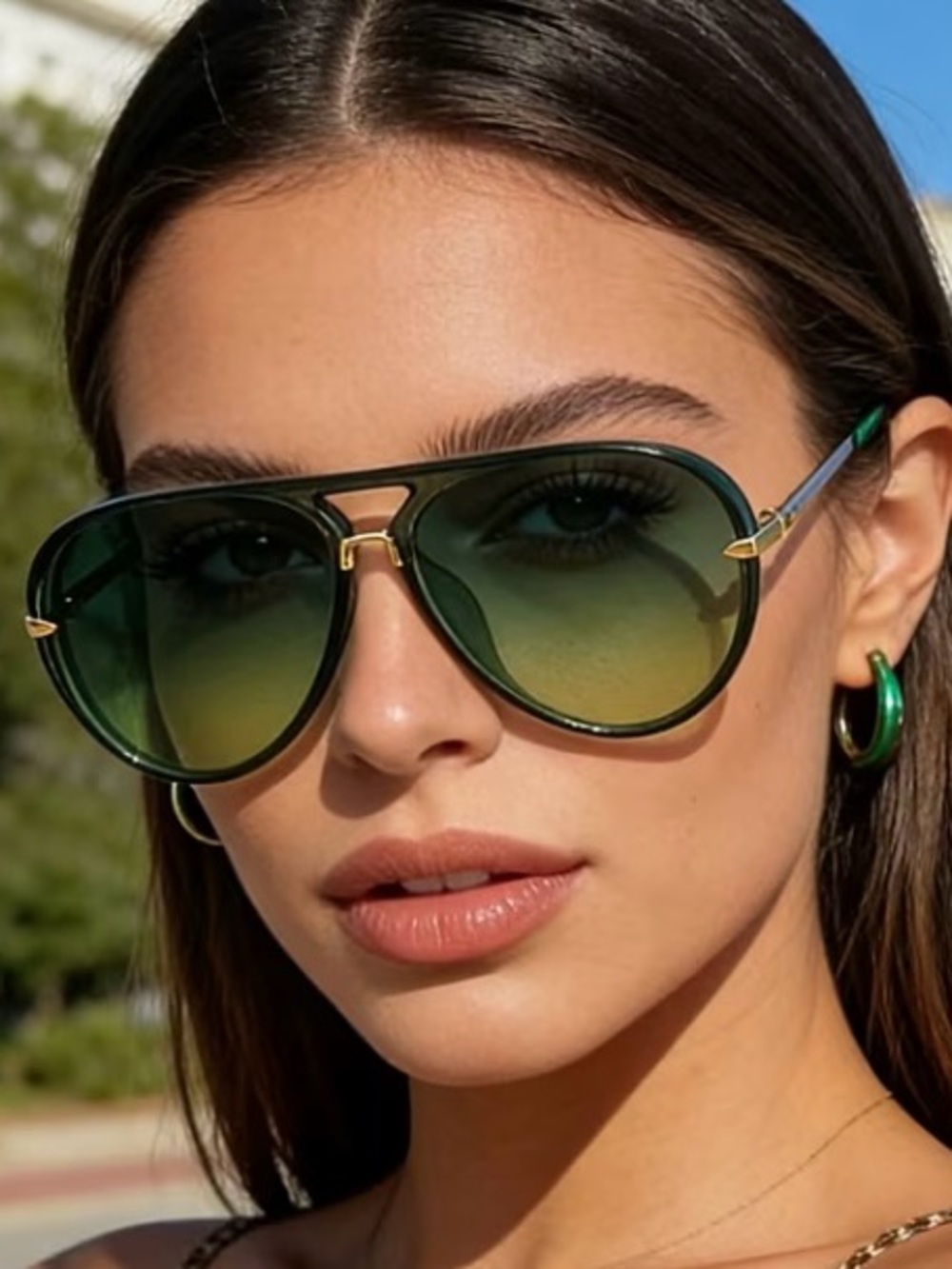 Green Gradient Aviator Sunglasses - Brand: